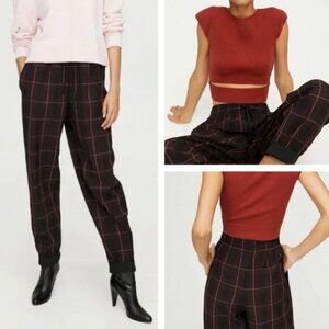 WILFRED Aritzia Soleste Plaid Drawstring High Rise Pull-On Pant Sz XS